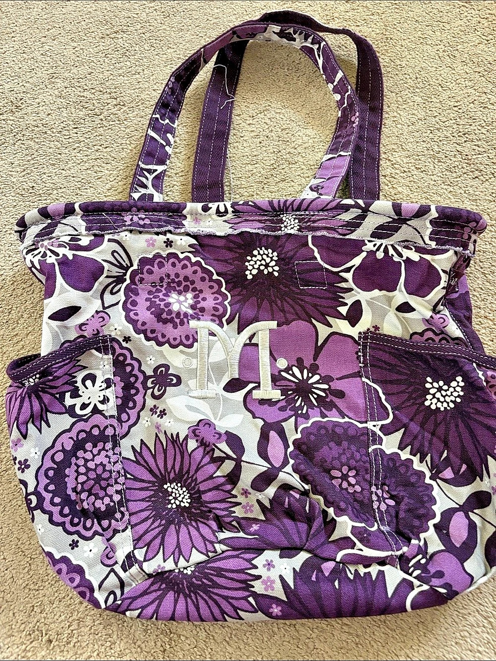 Thirty-One Floral Purple & White Tote